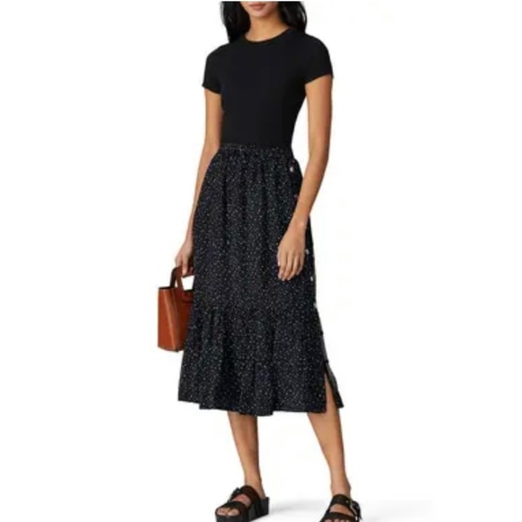 COACH Silk Tiered Midi skirt Button‎ Twee Luxury